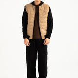 QUILTED CONTRAST SLEEVE HOODED JACKET
