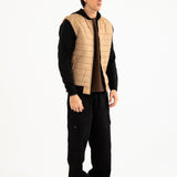 QUILTED CONTRAST SLEEVE HOODED JACKET