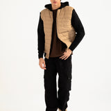 QUILTED CONTRAST SLEEVE HOODED JACKET