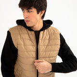 QUILTED CONTRAST SLEEVE HOODED JACKET