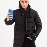 LONG PUFFER HOODIE JACKET