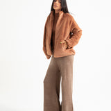 FUR JACKET WITH MOCK NECK