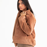 FUR JACKET WITH MOCK NECK