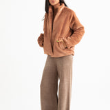 FUR JACKET WITH MOCK NECK
