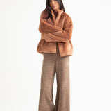 FUR JACKET WITH MOCK NECK