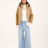 KNIT SLEEVES PUFFER JACKET