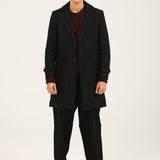 TEXTURED WOOL BLEND LONG COAT