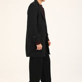 TEXTURED WOOL BLEND LONG COAT