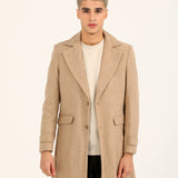 TEXTURED WOOL BLEND LONG COAT