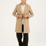 TEXTURED WOOL BLEND LONG COAT