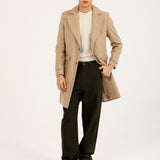 TEXTURED WOOL BLEND LONG COAT