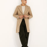 TEXTURED WOOL BLEND LONG COAT