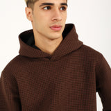TWO TONE TEXTURED FABRIC HOODIE