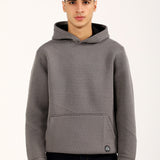 TWO TONE TEXTURED FABRIC HOODIE