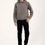 TWO TONE TEXTURED FABRIC HOODIE