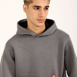 TWO TONE TEXTURED FABRIC HOODIE