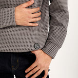 TWO TONE TEXTURED FABRIC HOODIE