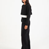 SWEATSHIRT WITH WOVEN PANEL DETAIL