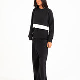SWEATSHIRT WITH WOVEN PANEL DETAIL