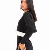 SWEATSHIRT WITH WOVEN PANEL DETAIL