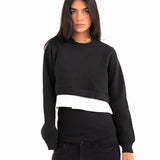 SWEATSHIRT WITH WOVEN PANEL DETAIL