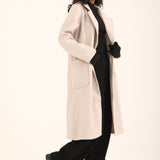 PLEATED SHOULDER LONG COAT