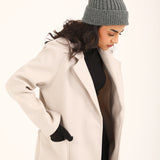 PLEATED SHOULDER LONG COAT