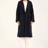 PLEATED SHOULDER LONG COAT
