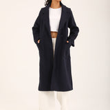 PLEATED SHOULDER LONG COAT