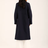 PLEATED SHOULDER LONG COAT