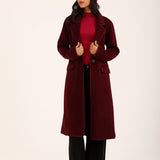 FAUX SUEDE COAT WITH SATIN TIPPING