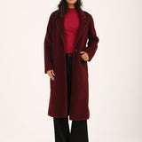 FAUX SUEDE COAT WITH SATIN TIPPING
