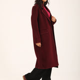 FAUX SUEDE COAT WITH SATIN TIPPING