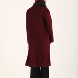 FAUX SUEDE COAT WITH SATIN TIPPING