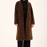 FAUX SUEDE COAT WITH SATIN TIPPING