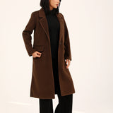 FAUX SUEDE COAT WITH SATIN TIPPING