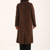 FAUX SUEDE COAT WITH SATIN TIPPING