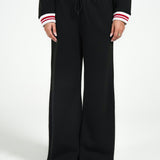 CONTRAST WIDE LEG TROUSERS