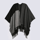 REVERSIBLE COLOUR BLOCK CAPE SHAWL
