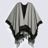 CONTRAST BORDER CAPE SHAWL