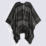 TEXTURED CHECKERED CAPE SHAWL