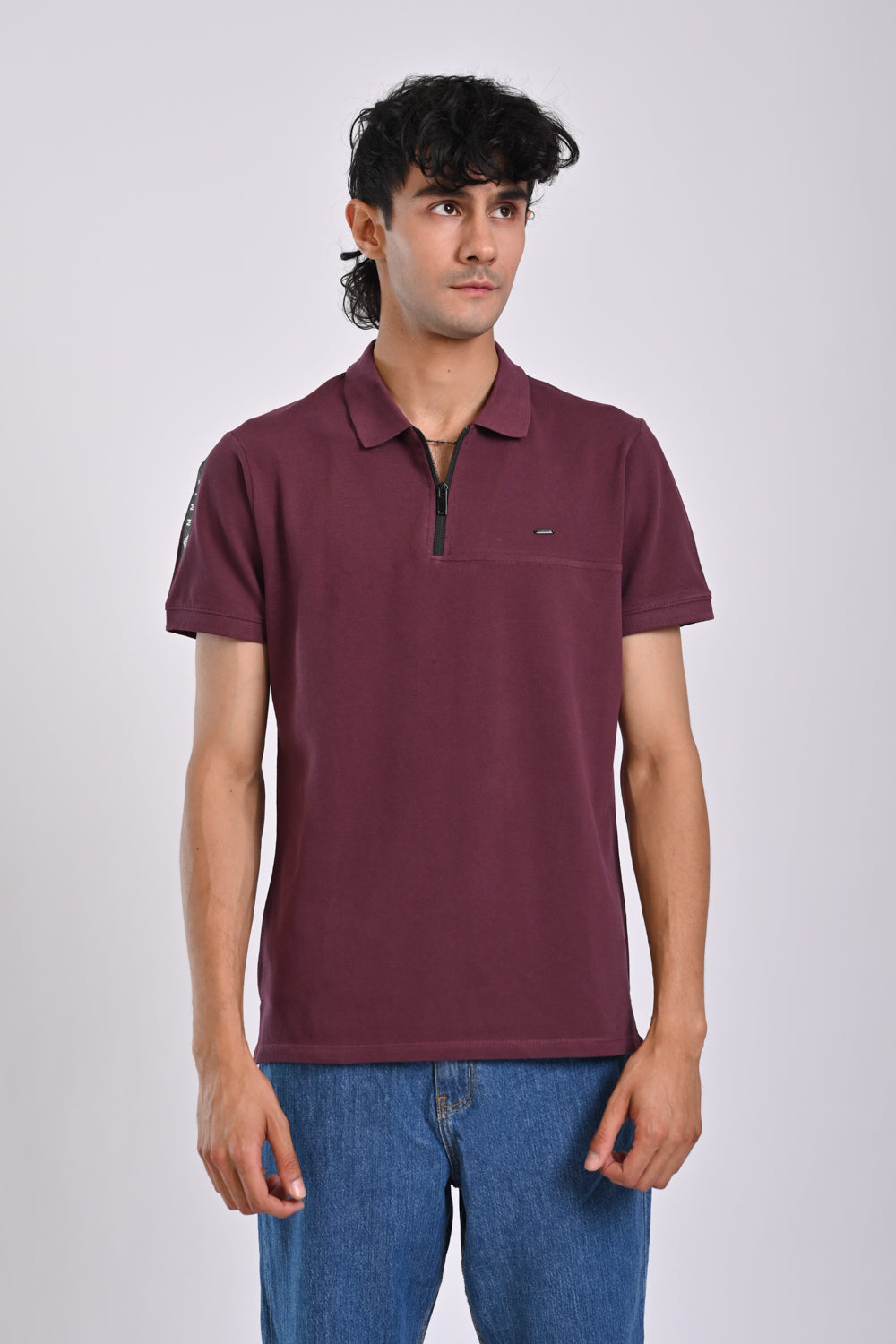 ZIP PLACKET CUT PANEL POLO