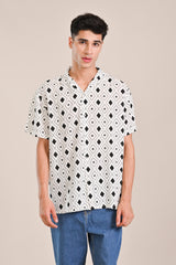 BAGGY FIT RESORT COLLAR PRINTED SHIRT