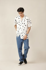 BAGGY FIT RESORT COLLAR PRINTED SHIRT