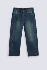 SLOUCHY JEANS WITH RHINESTONES