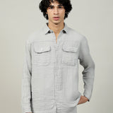 BAGGY FIT BUTTON DOWN RIPPLE SHIRT