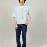 BOXY FIT RESORT COLLAR LINEN SHIRT