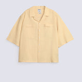 BOXY FIT RESORT COLLAR LINEN SHIRT