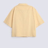 BOXY FIT RESORT COLLAR LINEN SHIRT