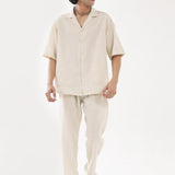 BAGGY FIT RESORT COLLAR LINEN SHIRT